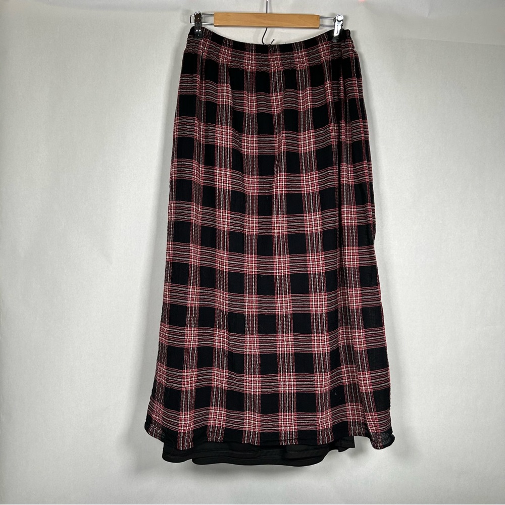 J. Jill Skirt Maxi Long Black Multicolor Plaid Preppy